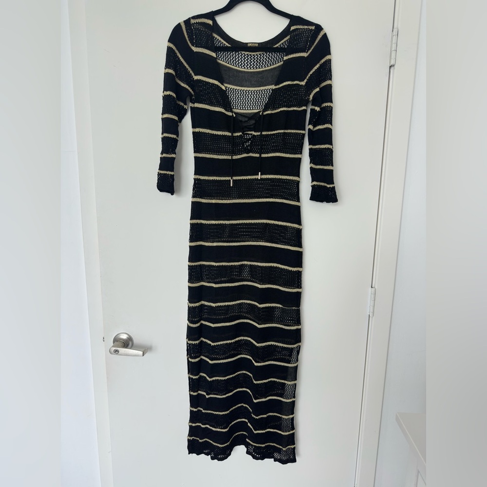 Dolcessa Carmen Metallic Crochet Coverup One Size